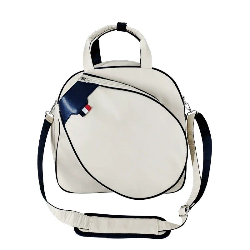 Colour-block racket bag — tennis cut, navy trim