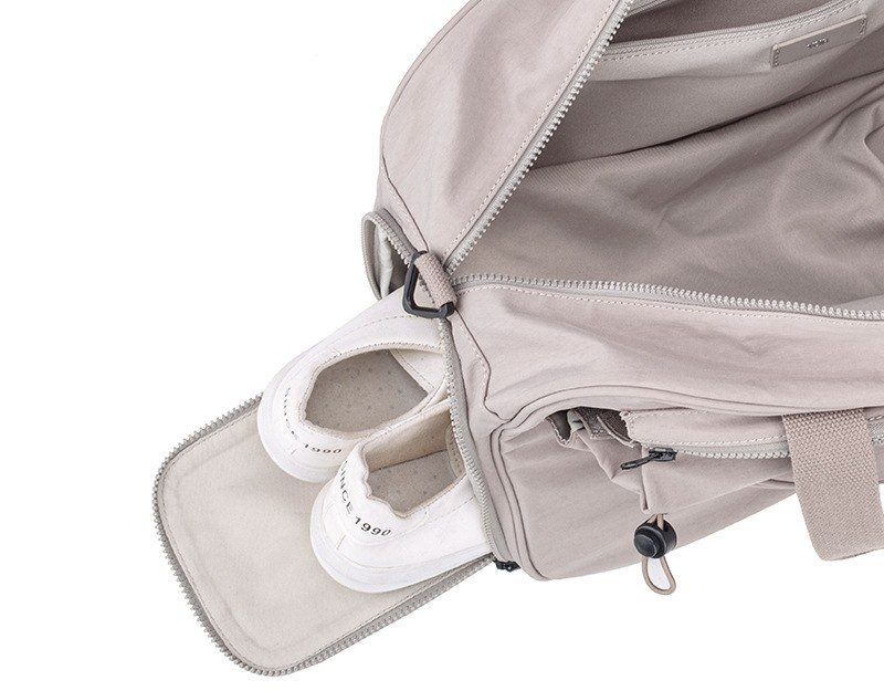 All-rounder tote — bottom shoe compartment open with shoes
