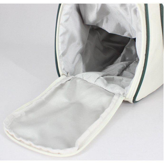 Colour-block racket bag — shoe garage interior open