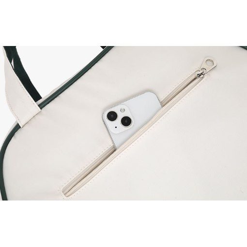 Colour-block racket bag — metal zipper pocket fits a phone